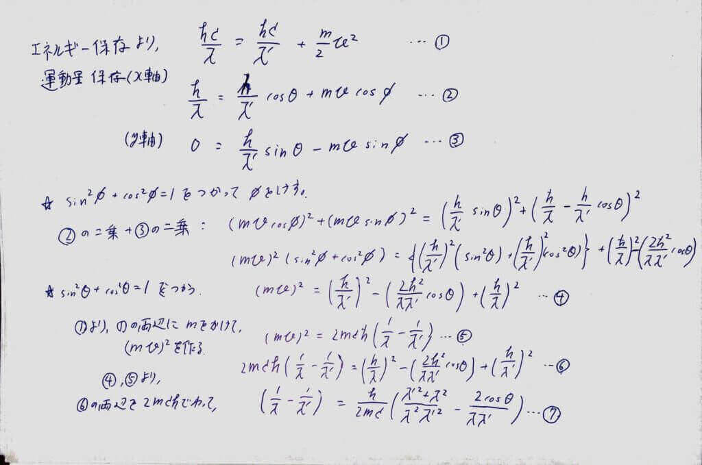 コンプトン効果の計算・式変形１