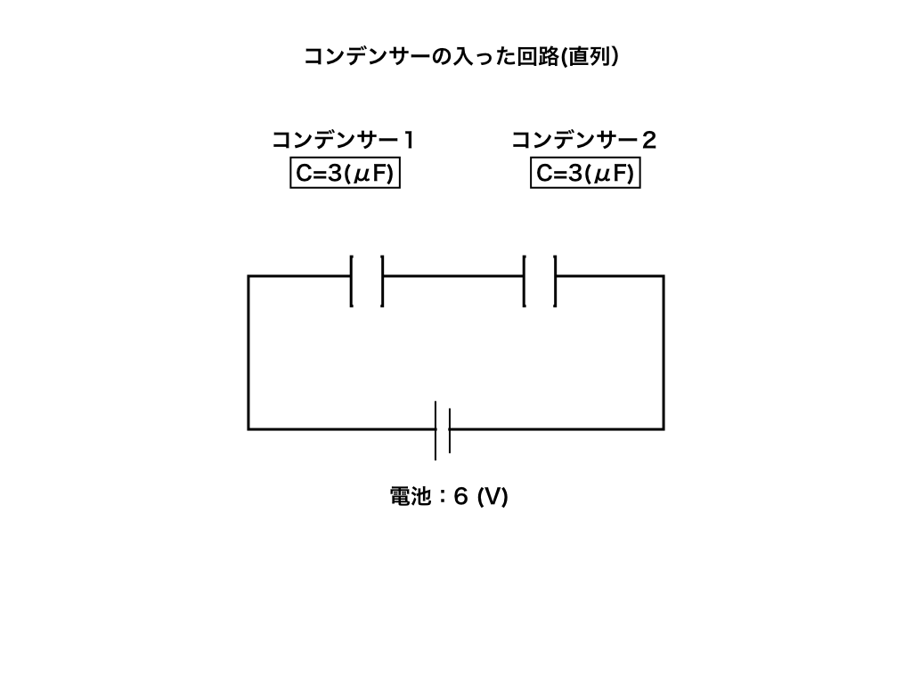 直列コンデンサー回路（問２）の図